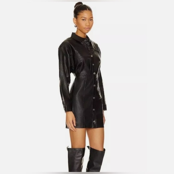 NWOT FREE PEOPLE X REVOLVE Amber Faux Leather Mini Dress - Picture 1 of 11